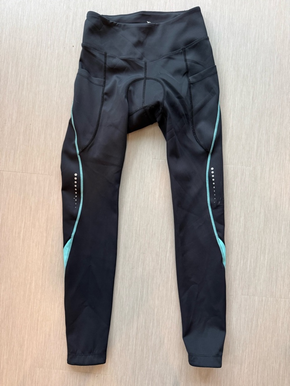 Baleaf Black Cycling Tights with Teal Accents
